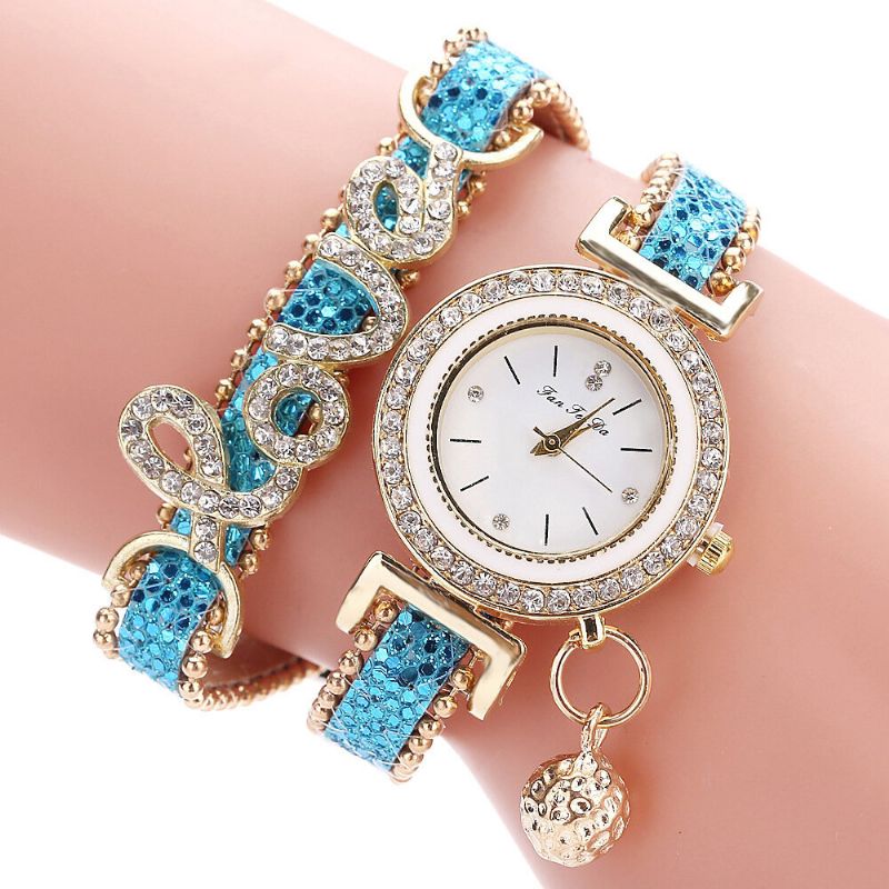 Deffrun Pendentif Femmes Bracelet Montre Cristal De Mode Style Plein Alliage Quartz Montre