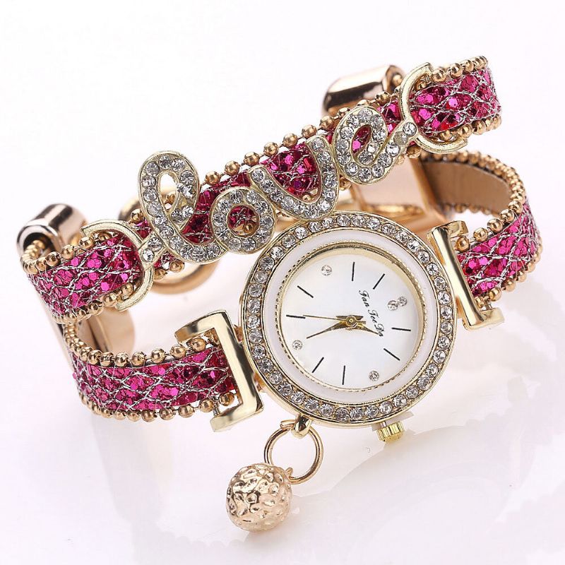 Deffrun Pendentif Femmes Bracelet Montre Cristal De Mode Style Plein Alliage Quartz Montre