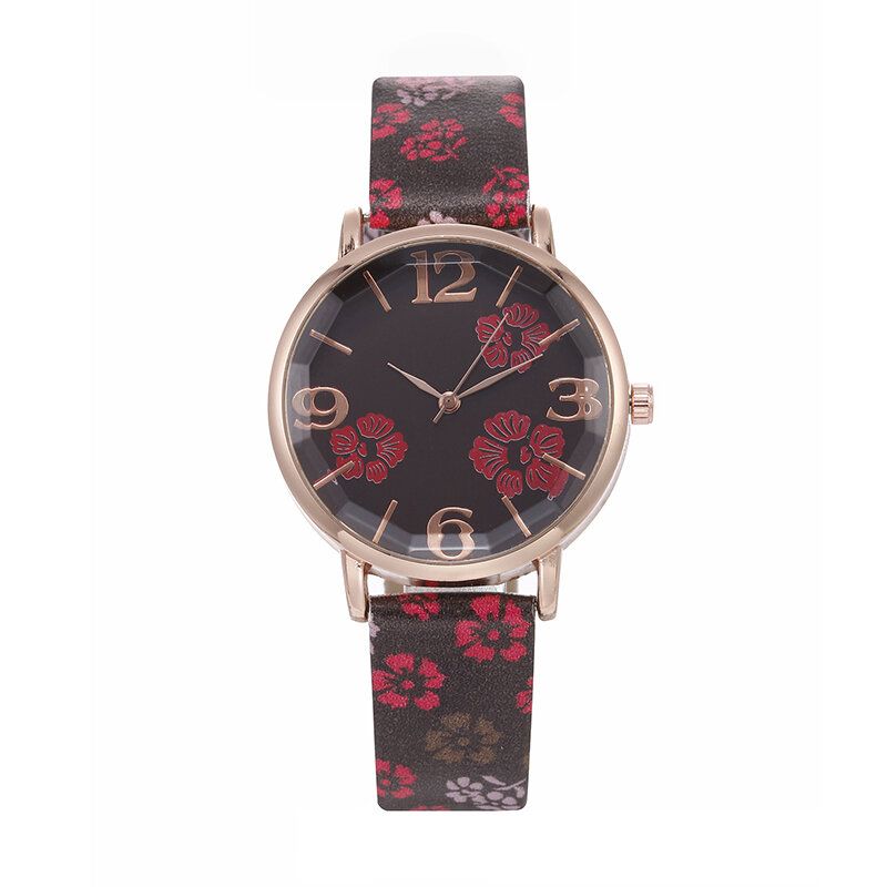 Deffrun Style Rétro Fleur Imprimé Femmes Montre-bracelet Style Chinois Montres À Quartz