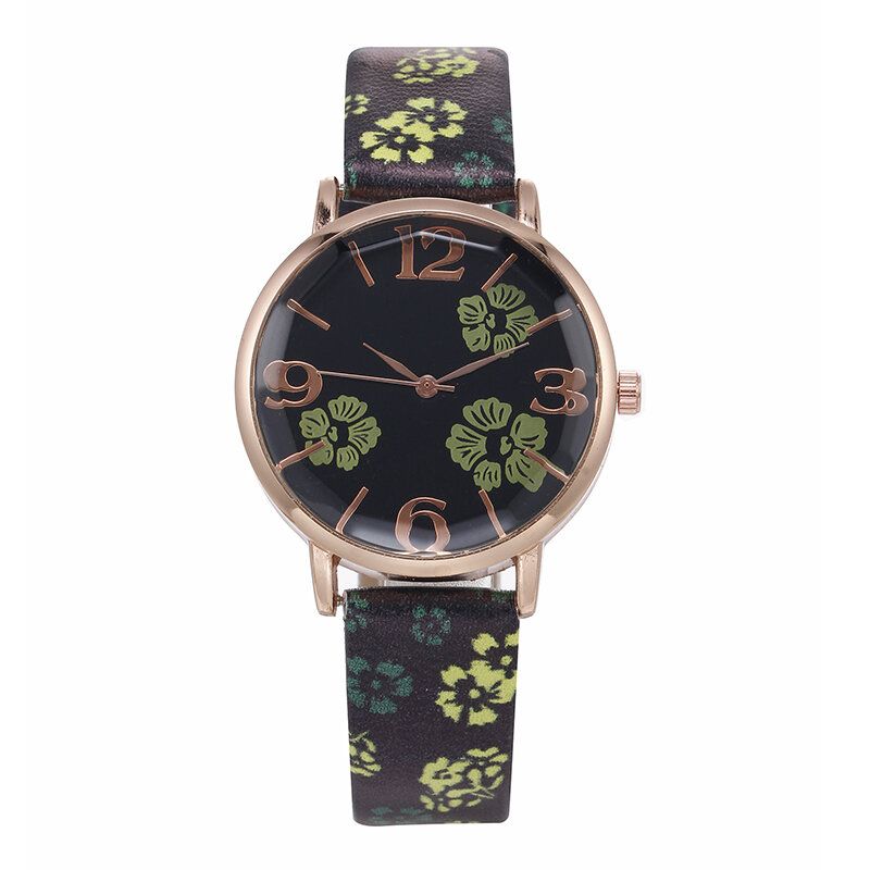 Deffrun Style Rétro Fleur Imprimé Femmes Montre-bracelet Style Chinois Montres À Quartz