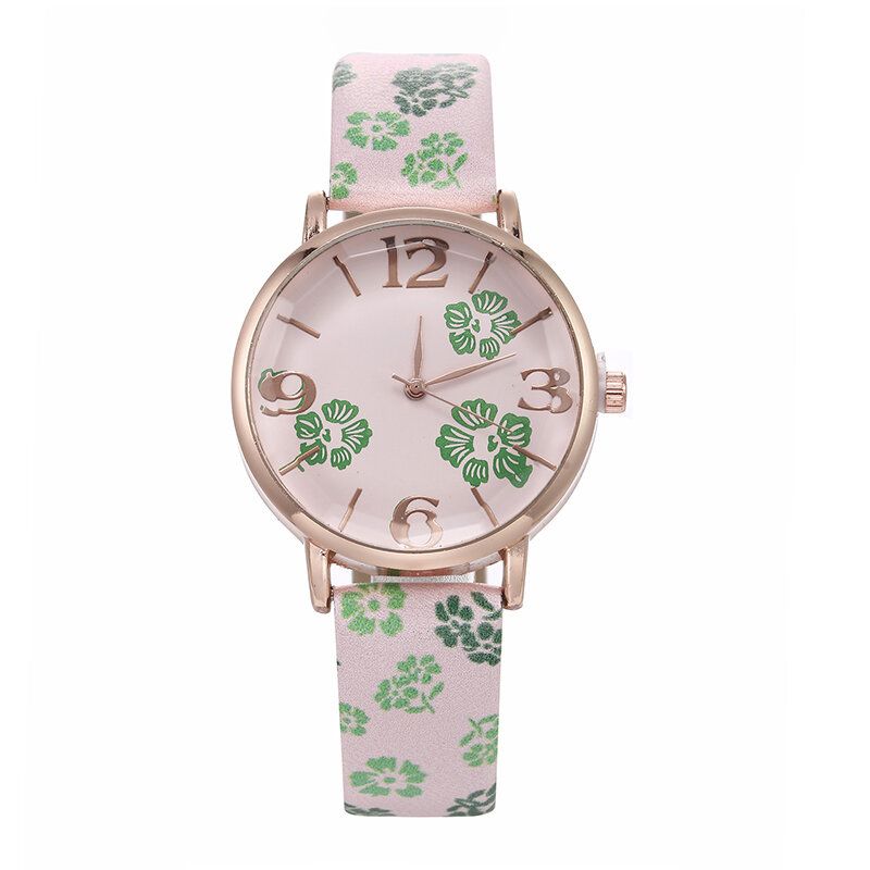 Deffrun Style Rétro Fleur Imprimé Femmes Montre-bracelet Style Chinois Montres À Quartz