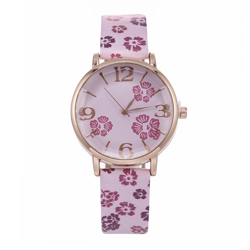 Deffrun Style Rétro Fleur Imprimé Femmes Montre-bracelet Style Chinois Montres À Quartz