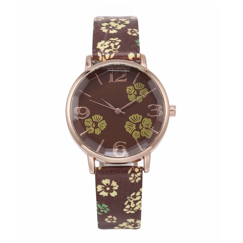 Deffrun Style Rétro Fleur Imprimé Femmes Montre-bracelet Style Chinois Montres À Quartz