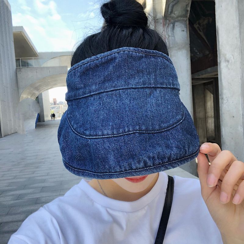 Denim Délavé Chapeau Haut De Forme Protection Solaire Respirant Réglable