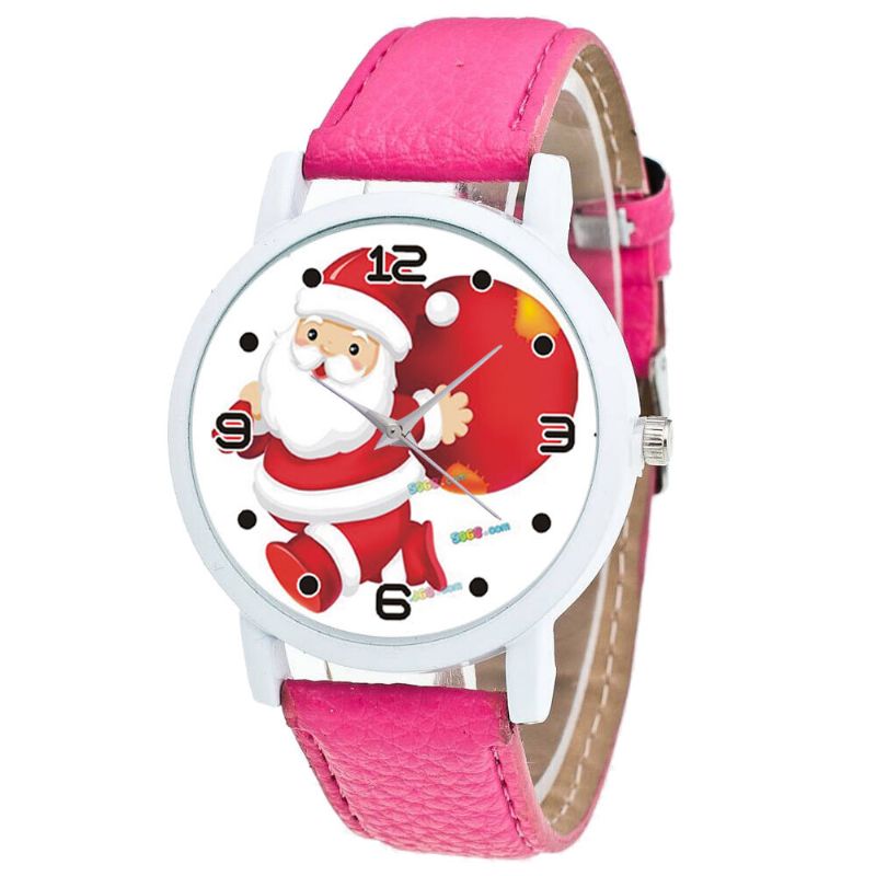 Dessin Animé Père Noël Et Cadeau Modèle Mignon Enfant Montre Mode Enfants Montre À Quartz