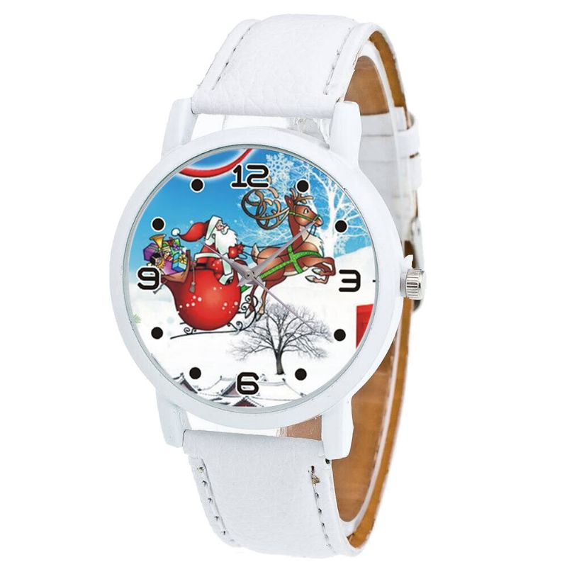 Dessin Animé Père Noël Et Motif De Champ De Neige Mignon Enfant Montre Mode Enfants Montre À Quartz