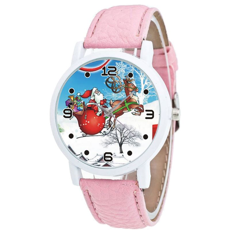 Dessin Animé Père Noël Et Motif De Champ De Neige Mignon Enfant Montre Mode Enfants Montre À Quartz