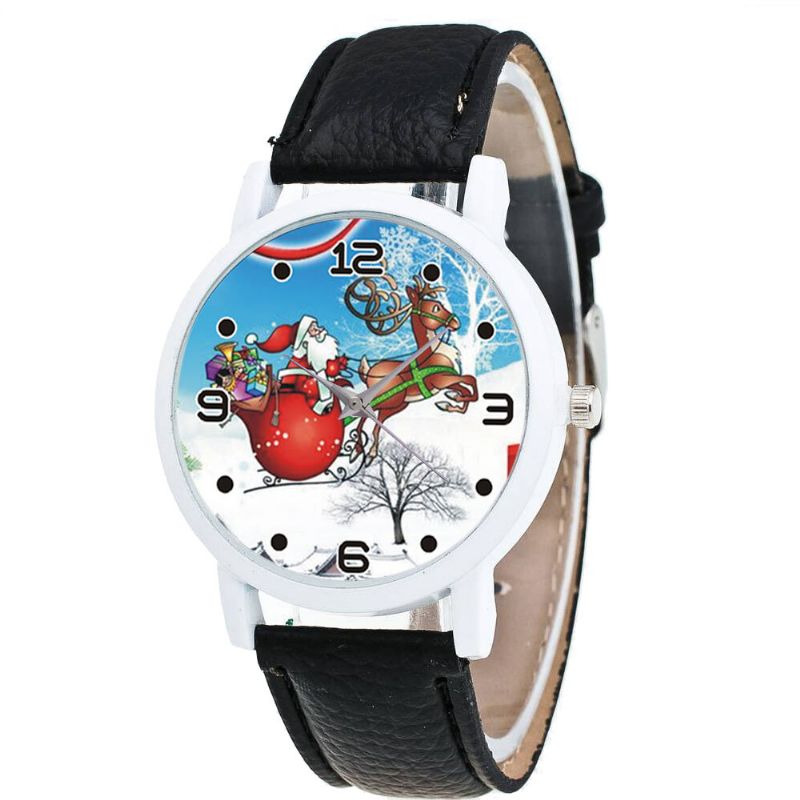 Dessin Animé Père Noël Et Motif De Champ De Neige Mignon Enfant Montre Mode Enfants Montre À Quartz