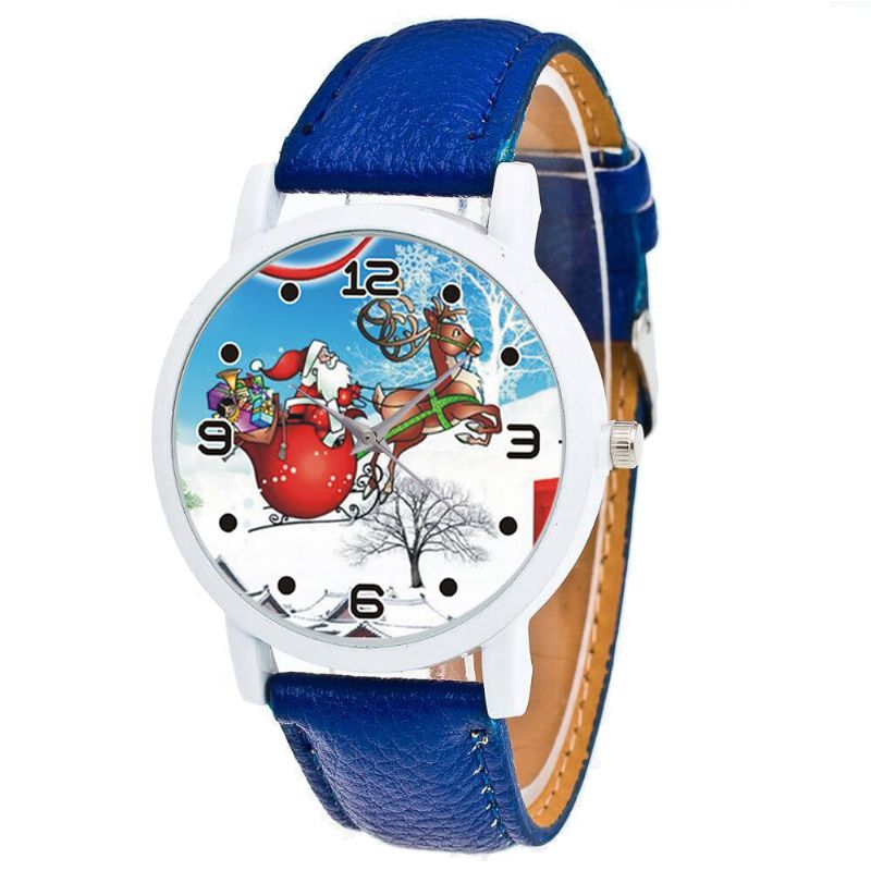 Dessin Animé Père Noël Et Motif De Champ De Neige Mignon Enfant Montre Mode Enfants Montre À Quartz