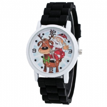 Dessin Animé Père Noël Et Renne Motif Bracelet En Silicone Montre Mignon Enfant Montre Mode Enfants Montre À Quartz