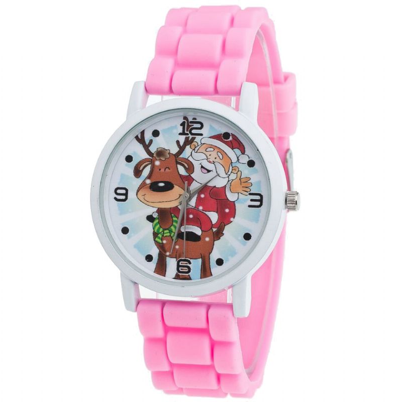 Dessin Animé Père Noël Et Renne Motif Bracelet En Silicone Montre Mignon Enfant Montre Mode Enfants Montre À Quartz