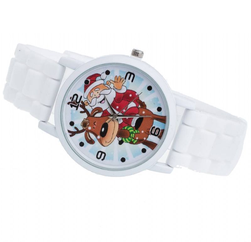 Dessin Animé Père Noël Et Renne Motif Bracelet En Silicone Montre Mignon Enfant Montre Mode Enfants Montre À Quartz