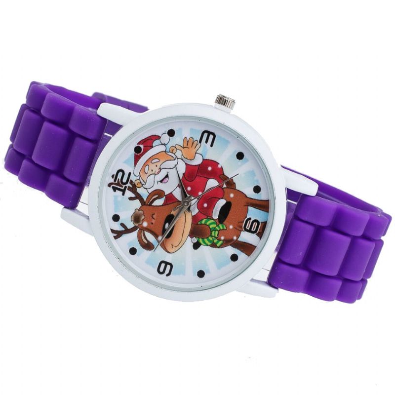 Dessin Animé Père Noël Et Renne Motif Bracelet En Silicone Montre Mignon Enfant Montre Mode Enfants Montre À Quartz