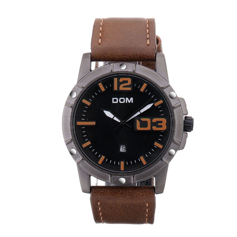 Dom Hommes Montre-bracelet De Sport De Luxe Hommes Montre Bracelet En Cuir Affaires Montre À Quartz Étanche