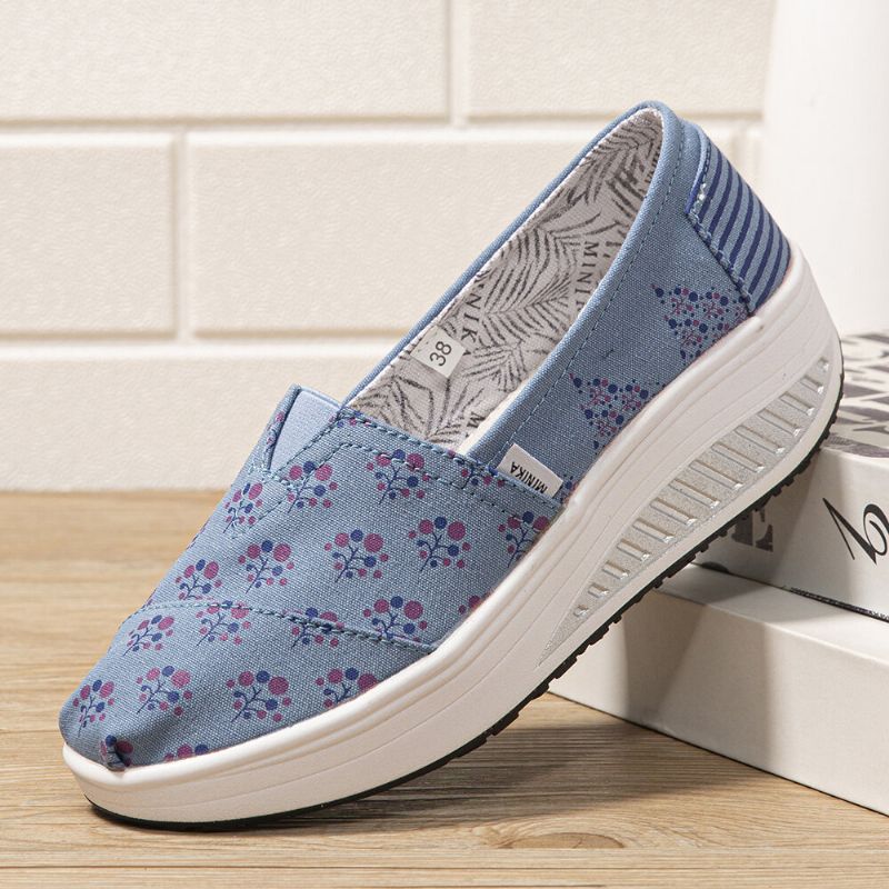 Dots Tree Imprimé Motif Confortable Toile Rocker Sole Chaussures De Marche Pour Femmes