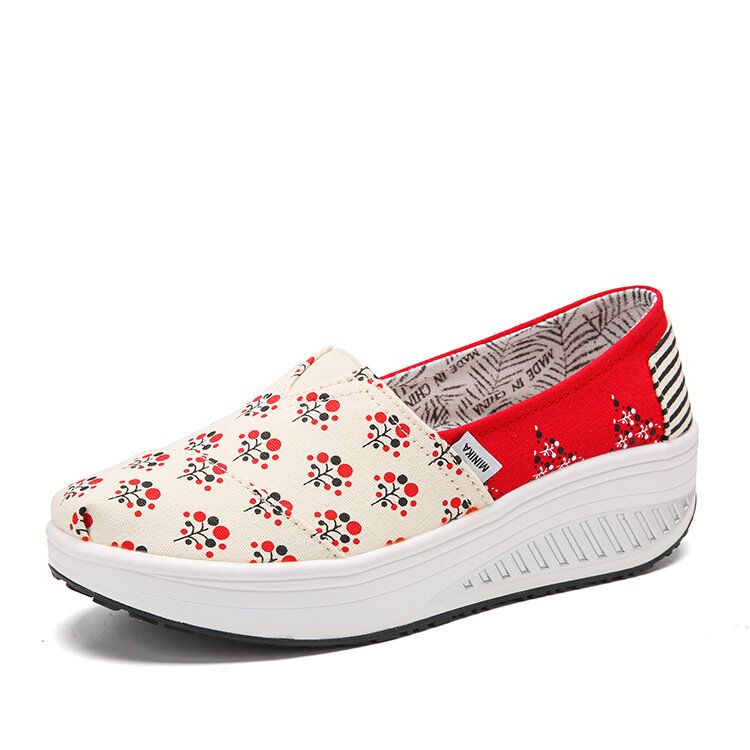 Dots Tree Imprimé Motif Confortable Toile Rocker Sole Chaussures De Marche Pour Femmes