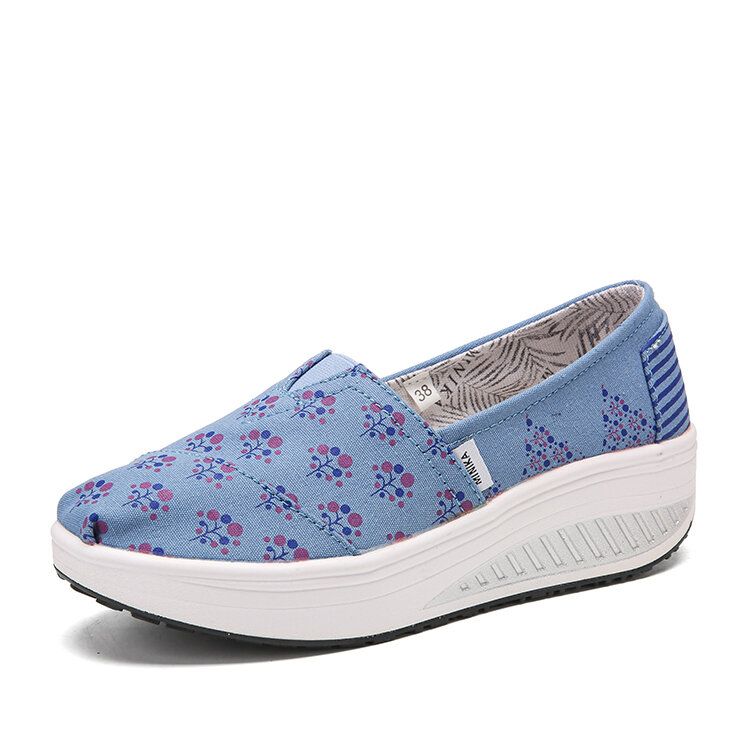 Dots Tree Imprimé Motif Confortable Toile Rocker Sole Chaussures De Marche Pour Femmes