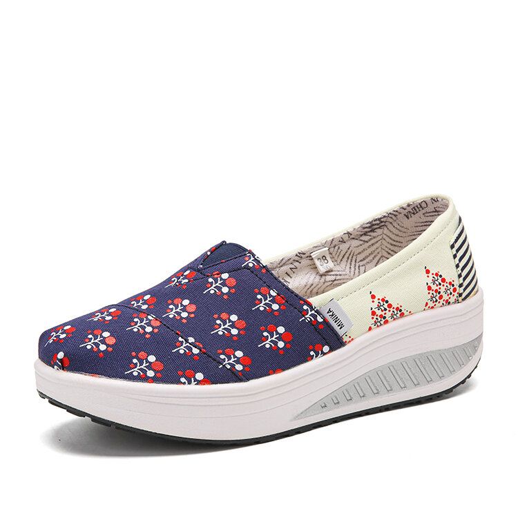 Dots Tree Imprimé Motif Confortable Toile Rocker Sole Chaussures De Marche Pour Femmes