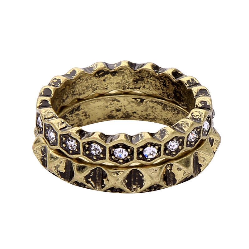 Double Couche Strass Bague Africain Bronze Femmes Bague Pour Cadeau