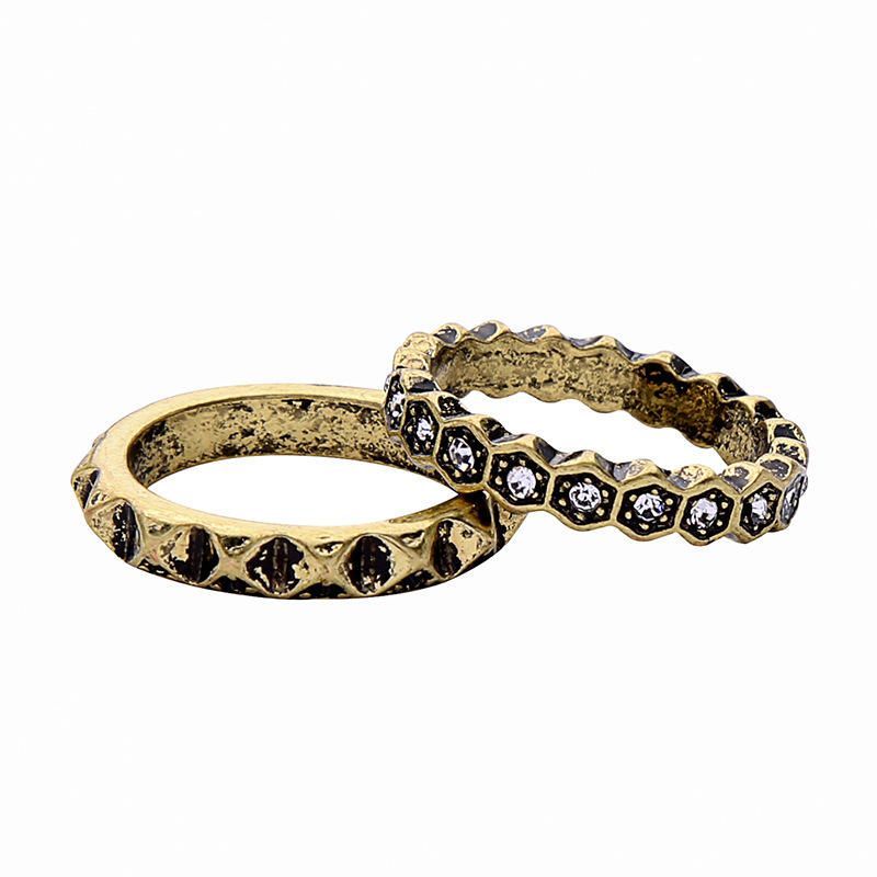 Double Couche Strass Bague Africain Bronze Femmes Bague Pour Cadeau