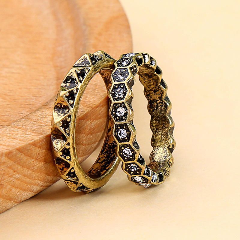 Double Couche Strass Bague Africain Bronze Femmes Bague Pour Cadeau