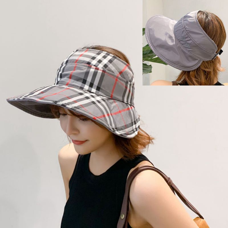 Double Face Multi-usages En Treillis Top Hat Cover Face Anti-uv Cap