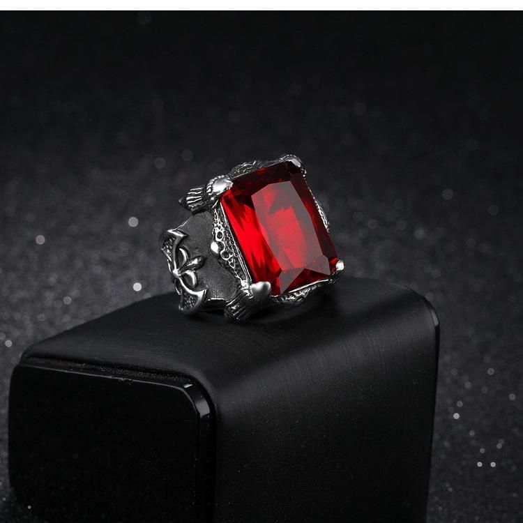 E-commerce Source D'origine Europe Et Amérique Bague Rubis Pour Homme En Acier Titane Dominant