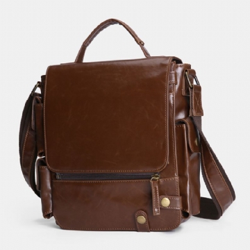 E Ekphero Hommes En Cuir Pu Vintage Affaires Multifonction Multi-cartes Fentes Multi-poches Sac À Bandoulière Sac À Bandoulière