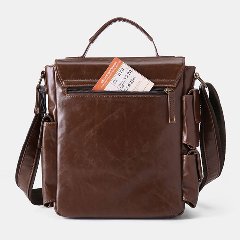 E Ekphero Hommes En Cuir Pu Vintage Affaires Multifonction Multi-cartes Fentes Multi-poches Sac À Bandoulière Sac À Bandoulière