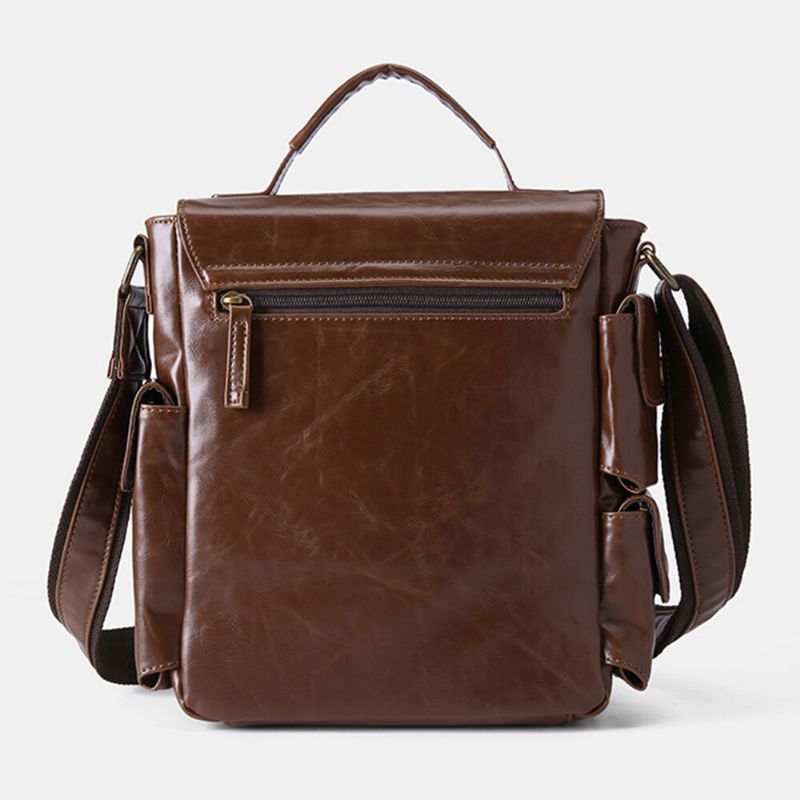 E Ekphero Hommes En Cuir Pu Vintage Affaires Multifonction Multi-cartes Fentes Multi-poches Sac À Bandoulière Sac À Bandoulière