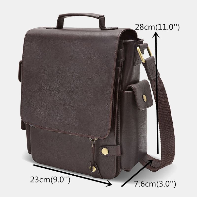 E Ekphero Hommes En Cuir Pu Vintage Affaires Multifonction Multi-cartes Fentes Multi-poches Sac À Bandoulière Sac À Bandoulière