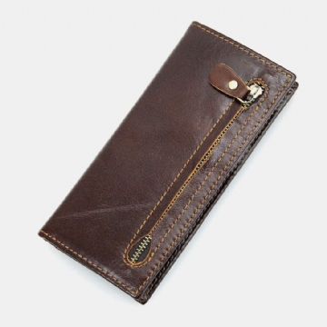 Ekphero Hommes En Cuir Véritable Long Bifold Rfid Anti-magnétique Portefeuille Multi-cartes Slot Porte-cartes