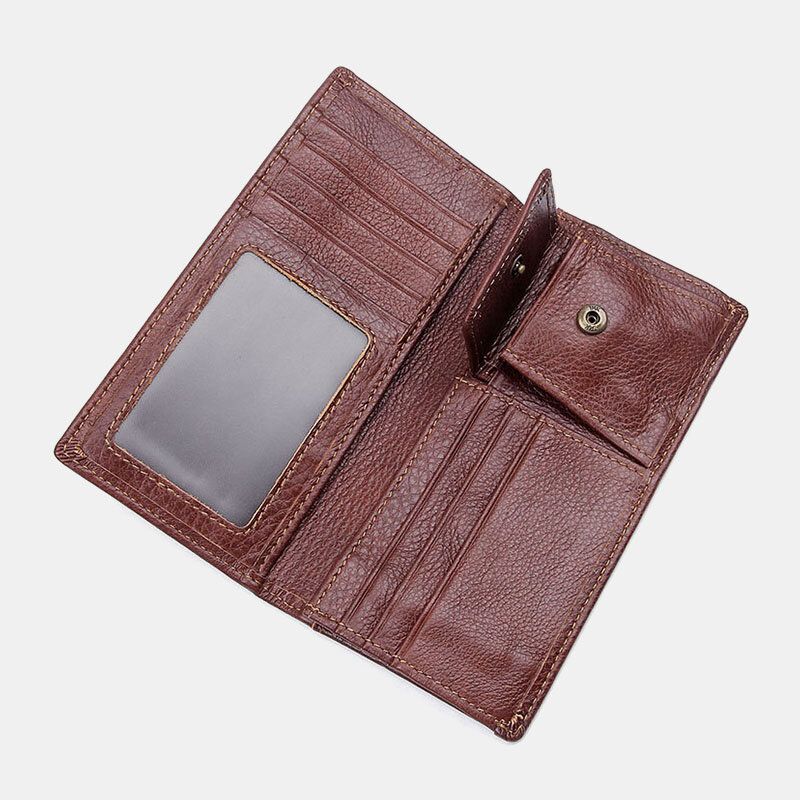 Ekphero Hommes En Cuir Véritable Long Bifold Rfid Anti-magnétique Portefeuille Multi-cartes Slot Porte-cartes