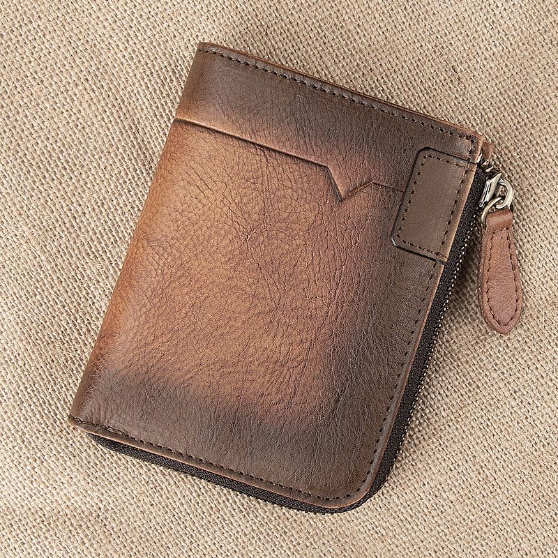 Ekphero Hommes Doux Cuir De Vachette Vertical Multi-cartes Slots Porte-cartes Porte-monnaie Portefeuille