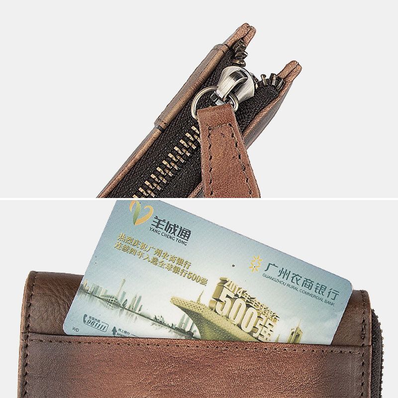 Ekphero Hommes Doux Cuir De Vachette Vertical Multi-cartes Slots Porte-cartes Porte-monnaie Portefeuille