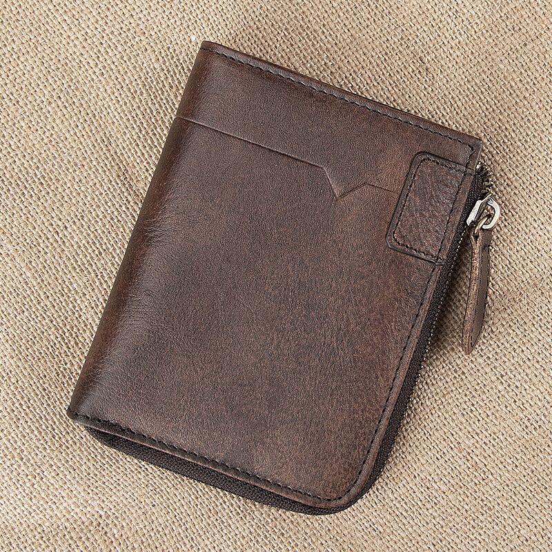 Ekphero Hommes Doux Cuir De Vachette Vertical Multi-cartes Slots Porte-cartes Porte-monnaie Portefeuille