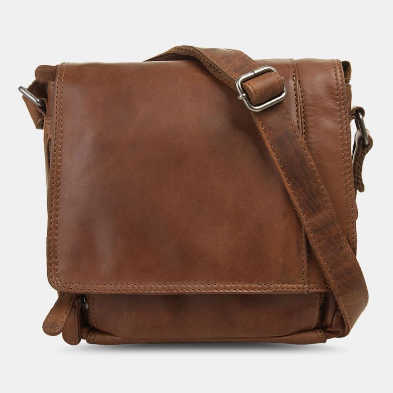 Ekphero Hommes Étanche Multicouche Fermeture Éclair Sac À Bandoulière Faux Cuir Doux Sac De Messager Antivol Sac À Bandoulière