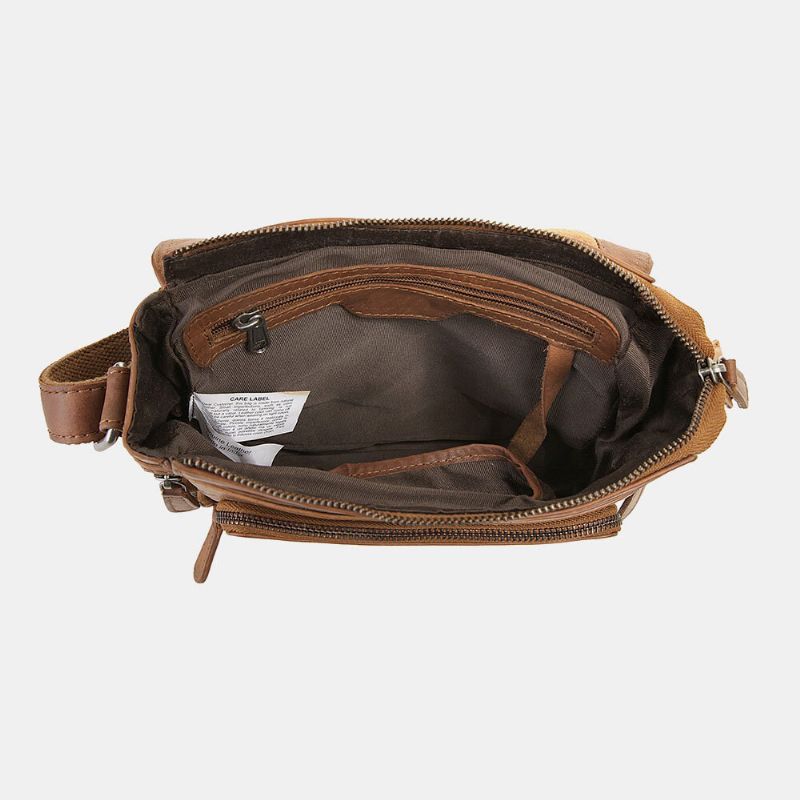 Ekphero Hommes Étanche Multicouche Fermeture Éclair Sac À Bandoulière Faux Cuir Doux Sac De Messager Antivol Sac À Bandoulière