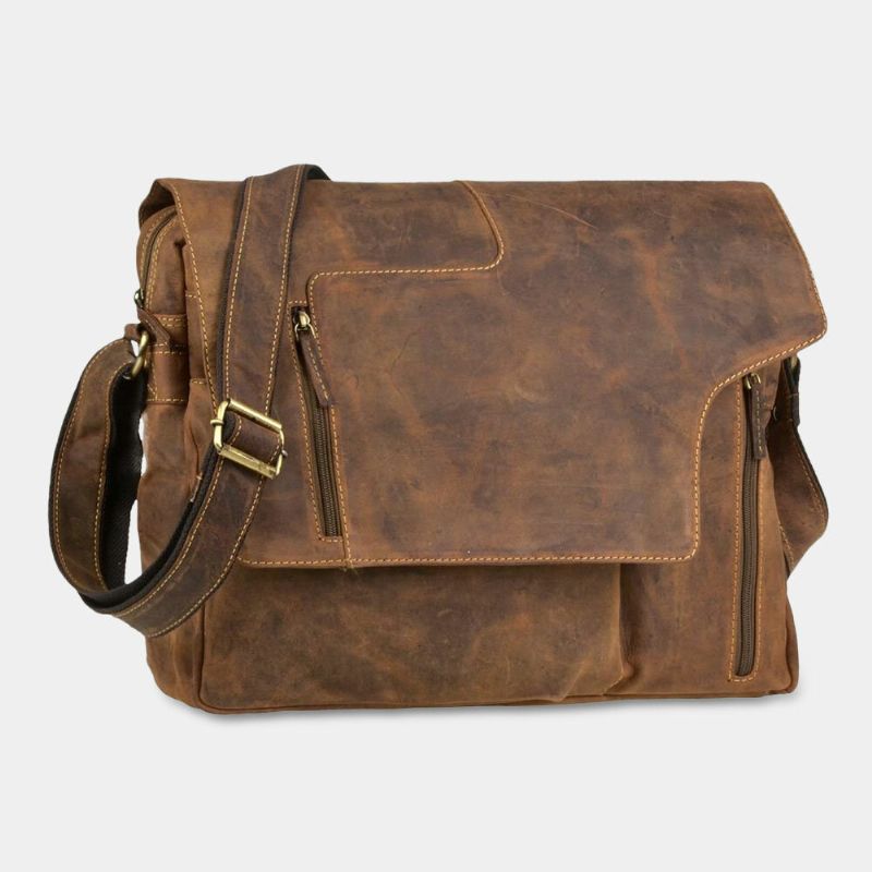 Ekphero Hommes Multifonction Vintage Multi-poches Polyvalent Casual Sac À Bandoulière Sac À Bandoulière