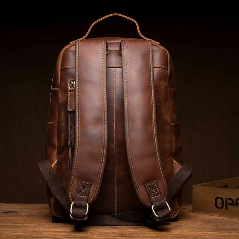 Ekphero Hommes Vintage Multifonction Étanche Frotter Couleur Fausse Fourrure Grande Capacité Sacs À Dos Sac De Voyage