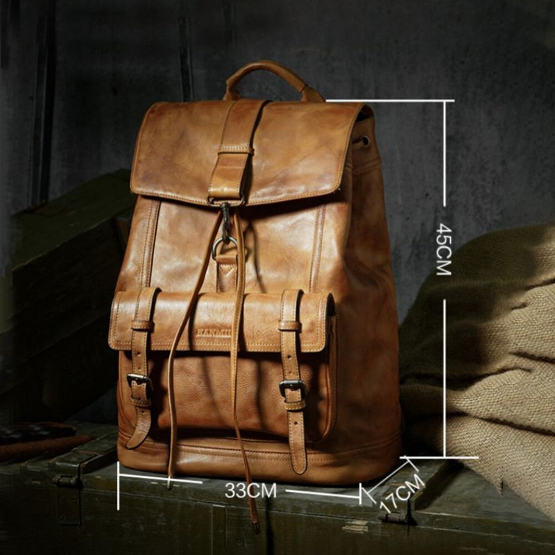 Ekphero Hommes Vintage Multifonctionnel Frotter Couleur Fausse Fourrure Grande Capacité Multi-poches Casual Sacs À Dos Sac À Main