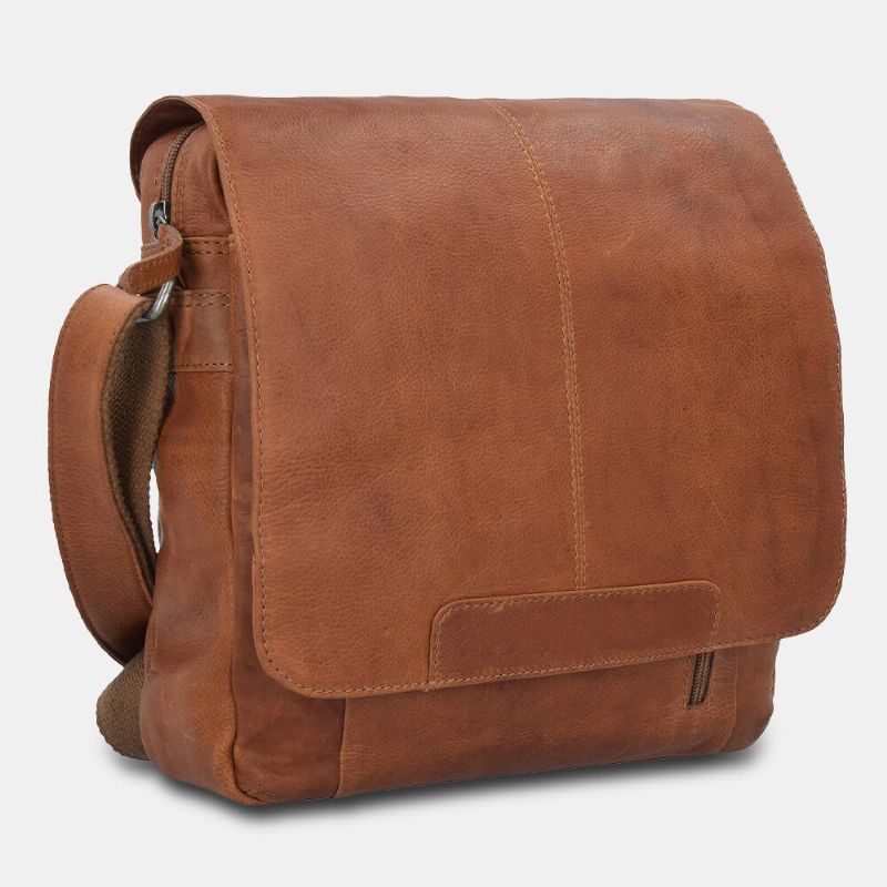 Ekphero Men Vintage Flap Design Sac À Bandoulière Grande Capacité Sac À Bandoulière