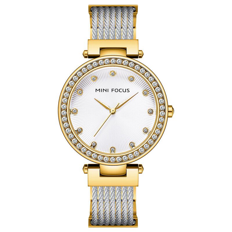 Élégant Strass Décoration Cadran 3atm Étanche Femmes Montre-bracelet Montre À Quartz