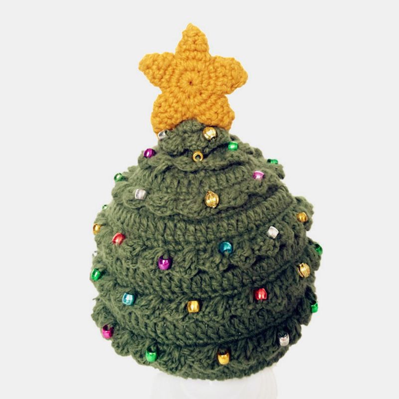 Enfant Bébé Fibres Acryliques Créatif Festif Arbre De Noël Étoiles Garder Au Chaud Parent-enfant Chapeau Bonnet