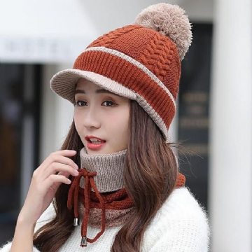 Ensemble Bonnet Et Écharpe En Laine Bonnet Chaud Hiver Pom Bonnet En Laine