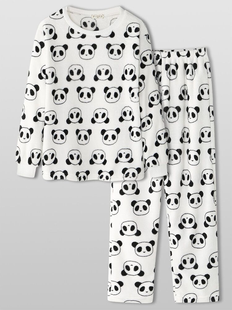 Ensemble De Pyjama Chaud À Manches Longues En Peluche Pour Femme