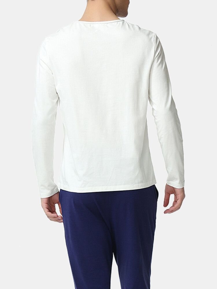 Ensemble De Pyjama Décontracté À Manches Longues En Tricot Modal Pour Hommes