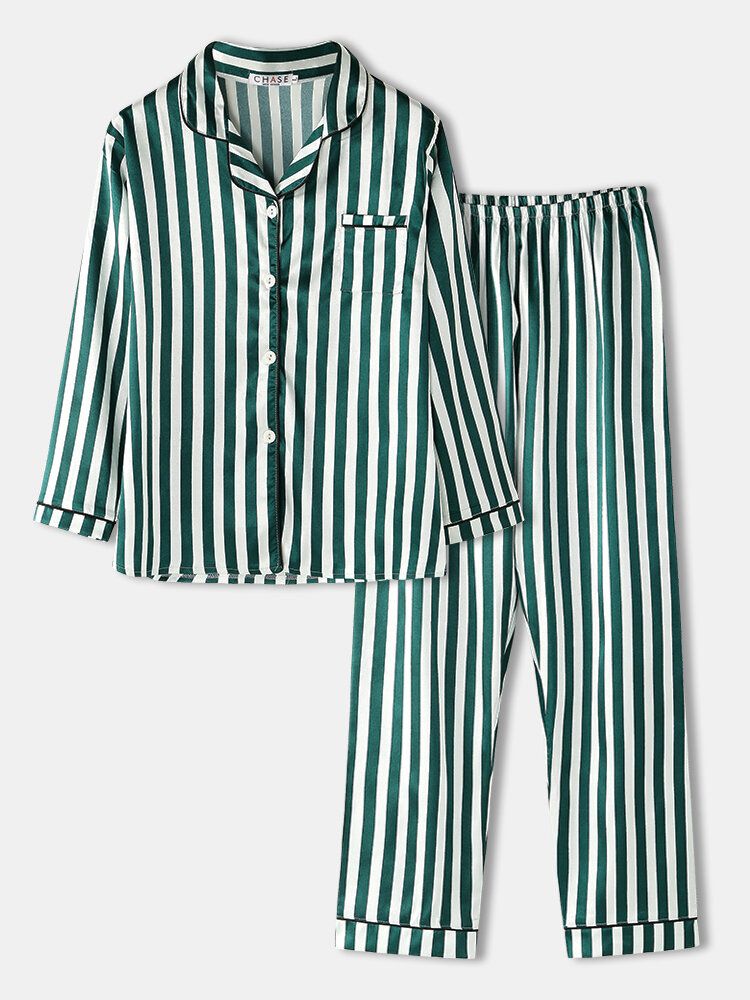 Ensemble De Pyjama Deux Pièces Pour Femme À Col À Revers Et À Manches Longues