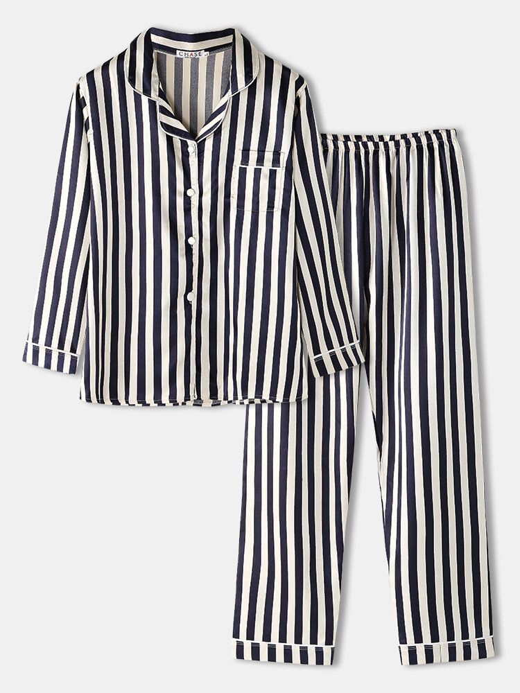 Ensemble De Pyjama Deux Pièces Pour Femme À Col À Revers Et À Manches Longues