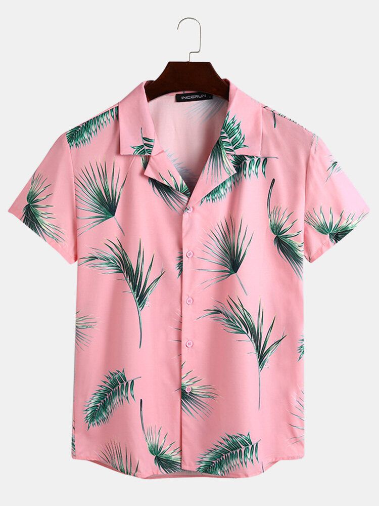 Ensembles De Chemises Décontractées De Style Vacances À Imprimé De Feuilles Tropicales Pour Hommes